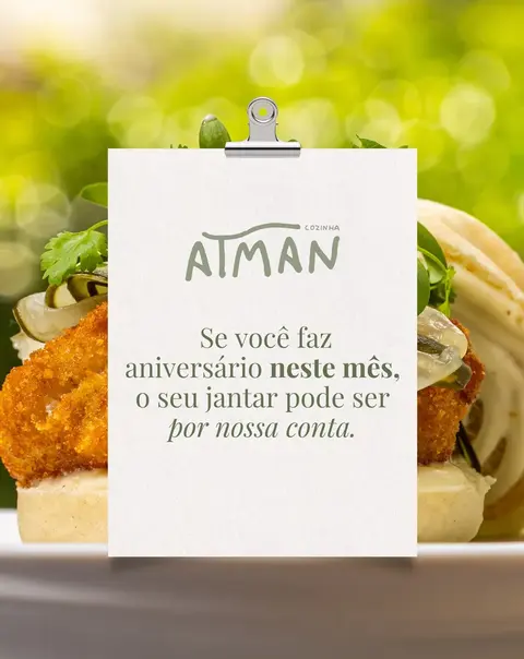 Placa do Atman: se você faz aniversário neste mês, o seu jantar pode ser por nossa conta